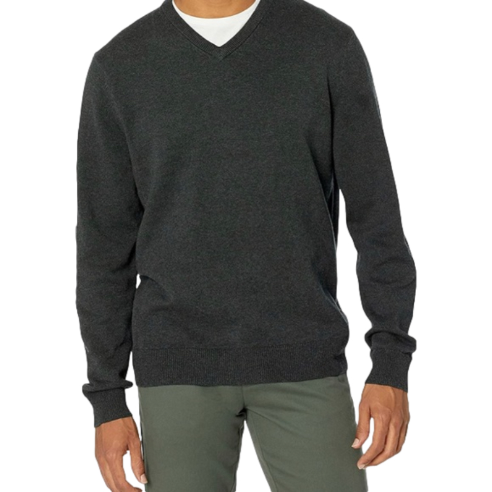 Men’s Grey V neck Knit Sweater L NWT
